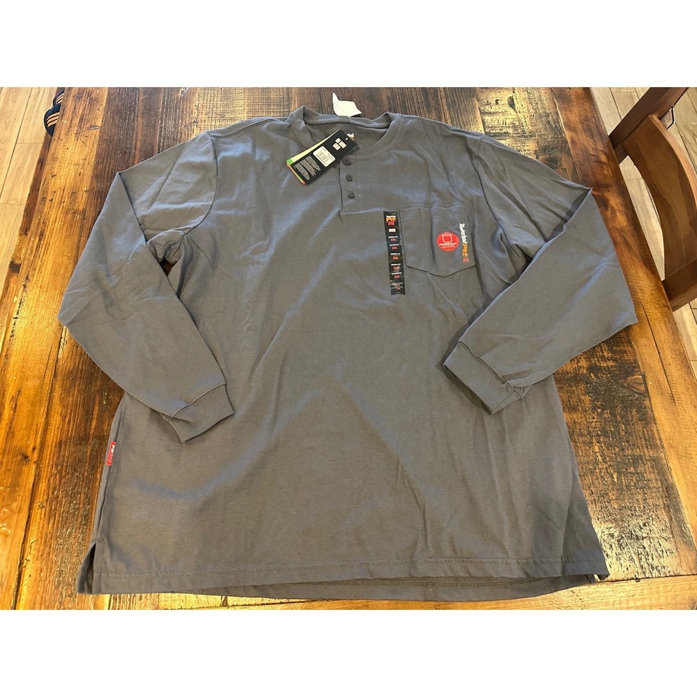 Timberland PRO Men FR Flame Resistant Henley Shirt Charcoal 3XL TB0A23P4003 NEW